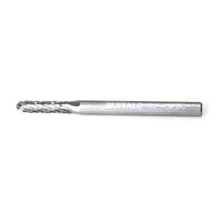 SESHIN BUFFALO Carbide Rotary Burr, Cylindrical, Ball Nose (SC), 3mm Shank, Double Cut, Ø2.5×11mm