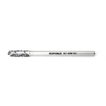 SESHIN BUFFALO Carbide Rotary Burr, Cylindrical, Ball Nose (SC), 3mm Shank, Double Cut, Ø4×12.7mm