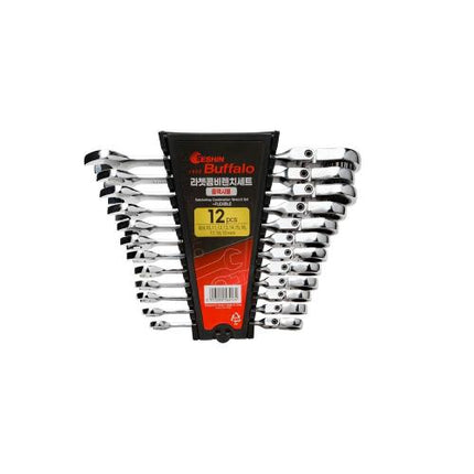 SESHIN BUFFALO Ratchet Combination Wrench Set Flexible 12PCS(8,9,10,11,12,13,14,15,16,17,18,19)
