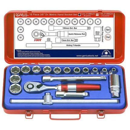 GENIUS TOOLS Hand Socket Set GS-318M2X