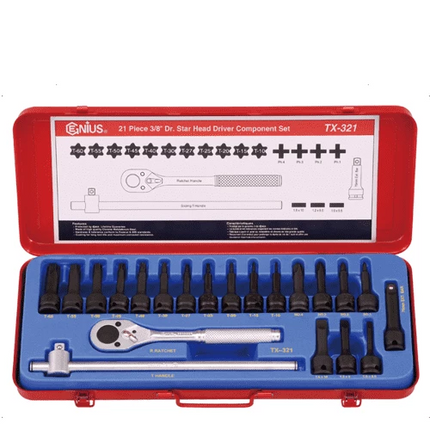 GENIUS TOOLS Hex Star Bit Socket Set TX-321