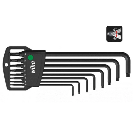 wiha Star & Ball Hex Key Set Long Black SB366BEH8