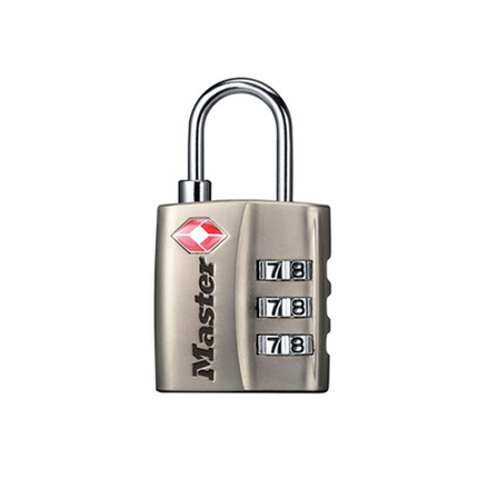 MASTER LOCK Model No. 4680DNKL 1-3/16in (30mm) Wide Set Your Own Combination TSA-Accepted Luggage Lock; Nickel