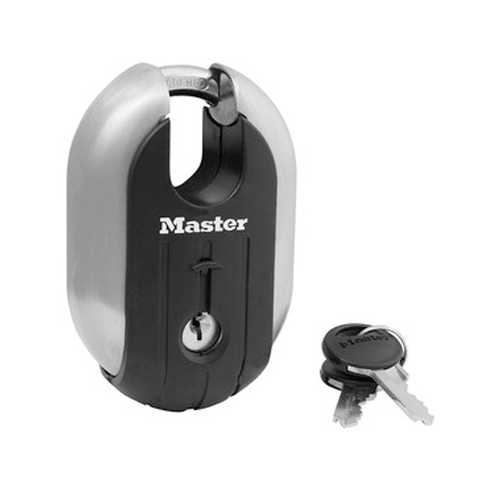 MASTER LOCK Model No. 187XD  2-5/16in (59mm) Wide Titanium Series™ Stainless Steel Body Padlock with Shrouded Shackle