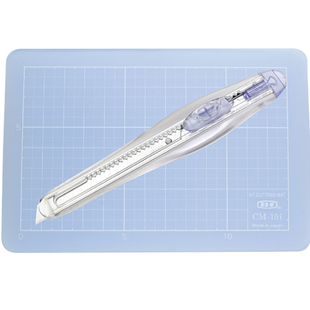NT CUTTER Breakaway-Blade Utility Knives, Streamlined A & Mini Cutting Mat Blue "SET-AM350P(B)"