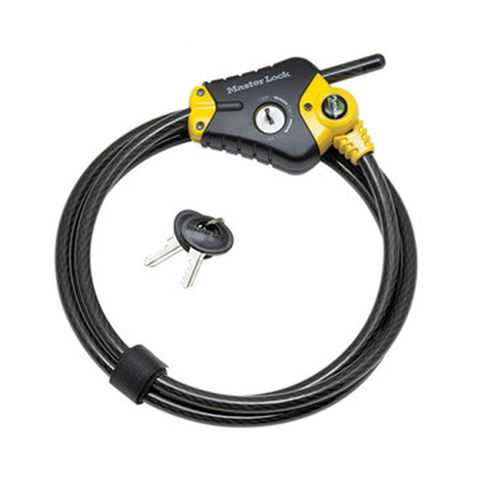 MASTER LOCK Model No. 8413DPF 6ft (1.8m) Long x 3/8in (10mm) Diameter Python™ Adjustable Locking Cable; Yellow and Black
