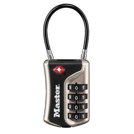 MASTER LOCK Model No. 4697D 1-3/8in (36mm) Wide Set Your Own Numeric Combination TSA-Accepted Luggage Lock with Flexible Shackle