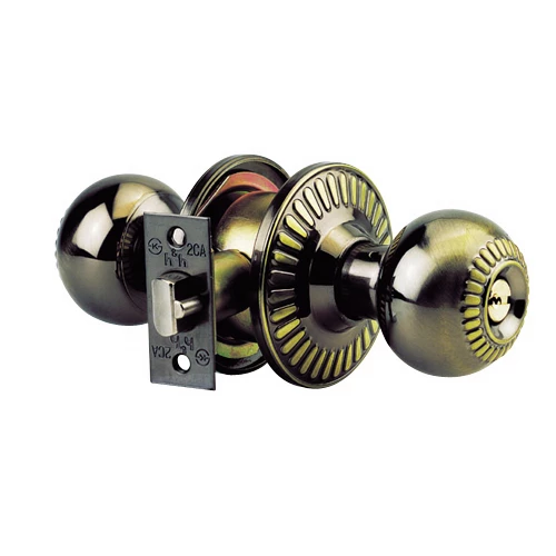 JUNGHWA Key- and Button-Locking Door Knobs  5000AB (Antique Brass)