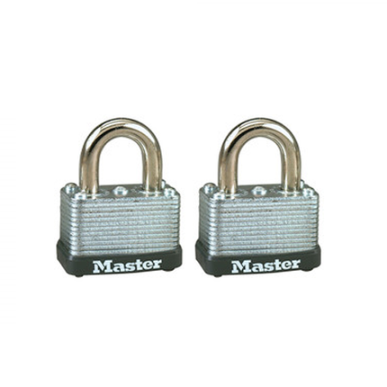MASTER LOCK Model No. 22T 1-1/2in (38mm) Wide Laminated Steel Warded Padlock; 2 Pack