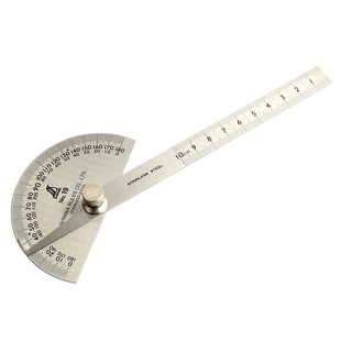 Shinwa Japanese #19 62499 Stainless Steel Protractor w/ Ruler 0-180 degrees