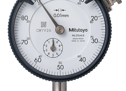 Mitutoyo 2046S, 0.01mm X 10mm Dial Indicator, 0-100, Lug Back, Series 2, 8mm Stem