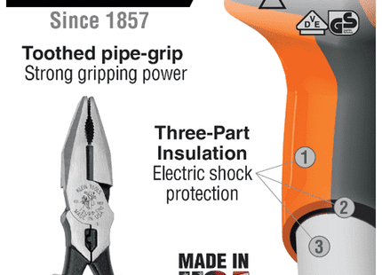 [KLEIN TOOLS] Combination Pliers, Insulated (No.12098-EINS) | 218-0470