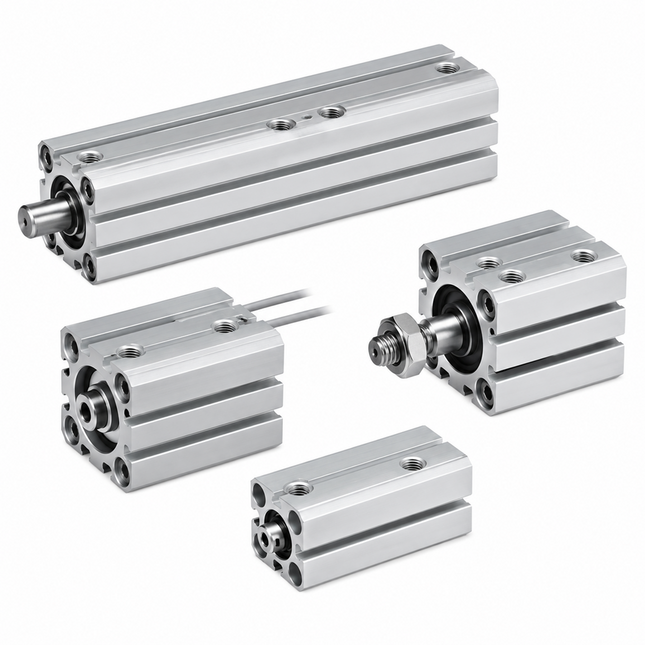 SMC CQSB12-10D Compact Air Cylinder ø12 Bore 10mm Stroke — Square Body, Through Hole