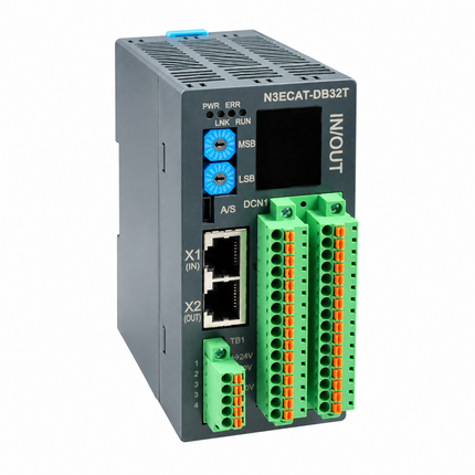 AJINEXTEK N3ECAT-DB32T EtherCAT Slave Digital I/O Module, 16 In / 16 Out, 24VDC
