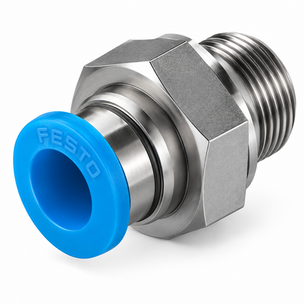 FESTO QS-G1/4-8 Push-in Fitting, G1/4 Male to Ø8 mm Tube (Pack of 10)
