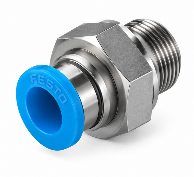 FESTO QS-G1/4-8 Push-in Fitting, G1/4 Male to Ø8 mm Tube (Pack of 10)
