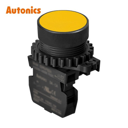AUTONICS Push Button Switch, Non-Illuminated, Momentary, Ø30mm, Yellow, 1a S3PR-P1YA