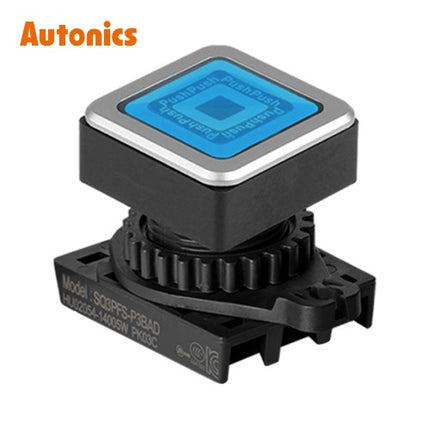 AUTONICS Push Button Switch, Illuminated, Momentary, Ø30mm, Blue, A1, AC SQ3PFS-P3BLALM