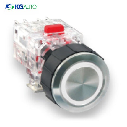 KG AUTO Push Button Switch, Illuminated, Ø22mm, White, Maintained, 1a1b, DC 12V/24V KMX-QAD21W