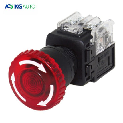 KG AUTO Emergency Stop Switch, Ø22, Illuminated, Red, KGEX-N4BD22R, 12V 24V DC 2a2b