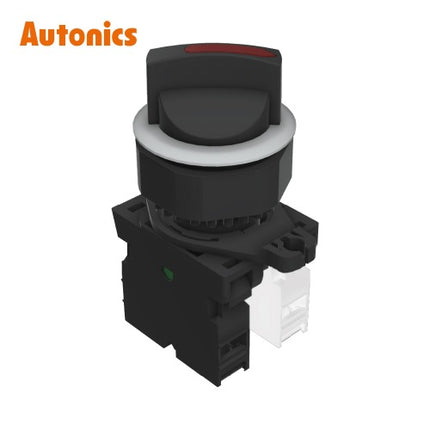 AUTONICS Selector Switch, Non-Illuminated, Ø30mm, Short Lever, 2-Position, Maintained, Red, 1a1b S3SF-S3RABM