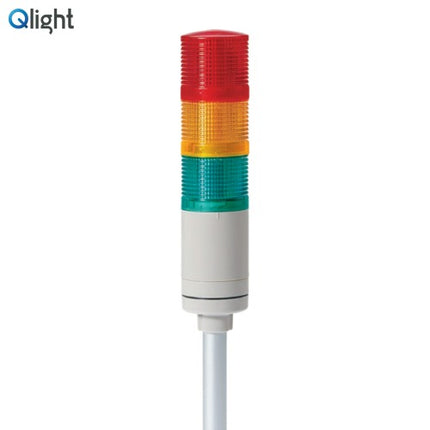 QLIGHT Signal Tower Light, Steady/Flashing Type, 50mm, 3-Tier, DC24V QTGA50LF-3-24-RAG