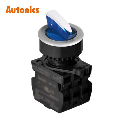 AUTONICS Selector Switch, Illuminated, Ø30mm, Short Lever, 2-Position, Maintained, Blue, 2a, AC S3SFN-L3AB2AL