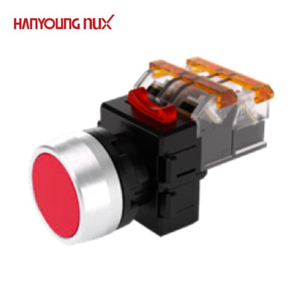 HANYOUNG Push Button Switch, Non-Illuminated, Ø22mm, Red, MRF-RM1R 1a1b