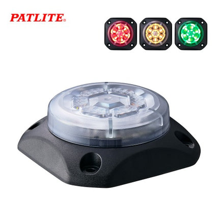 PATLITE Rotating Warning Light, LED, Ø68, Multi-Color, Tri-Color (Red/Yellow/Green Selectable), DC12-24V GL7T-M1N-T