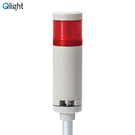 QLIGHT Signal Tower Light, Steady/Flashing/Buzzer Type, 50mm, 1-Tier, DC12V, Red QTG50LF-BZ-1-12-R