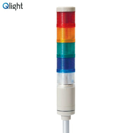 QLIGHT Signal Tower Light, Steady/Flashing Type, 50mm, 5-Tier, DC24V QTG50LF-5-24-RAGBW