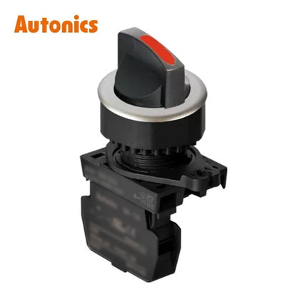 AUTONICS Selector Switch, Non-Illuminated, Ø30mm, Short Lever, 2-Position, Maintained, Red, 1a S3SF-S3RA