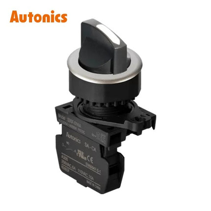 AUTONICS Selector Switch, Non-Illuminated, Ø30mm, Short Lever, 2-Position, Momentary, White, 1a S3SF-S1WA
