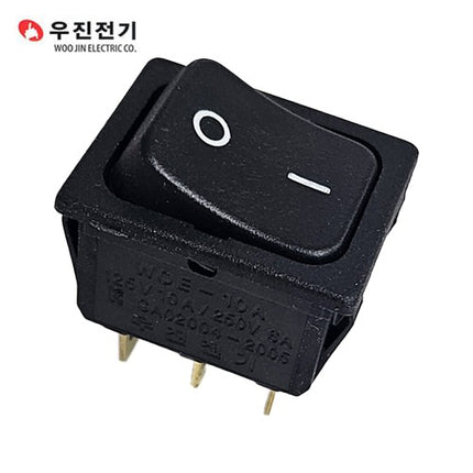 WOOJIN Rocker Switch, Maintained, Black, I/O WOE-6210