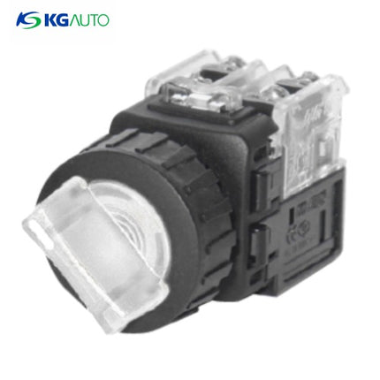 KG AUTO Selector Switch, 2-Position, Illuminated, Plastic, Flush Mount, Ø30, Maintained, White, KGT-Y2M2D2W, DC 12V/24V 2a2b