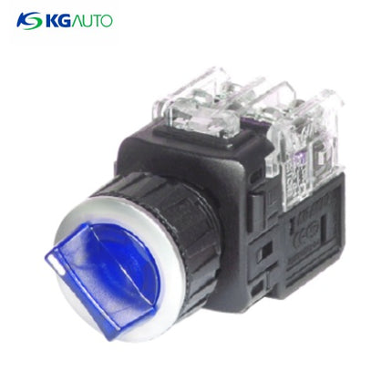 KG AUTO Selector Switch, Illuminated, 2-Position, Aluminum, Flush-Mount, Ø25mm, Momentary, Blue, KGT-J2R2V2A, AC110V/220V 2a2b