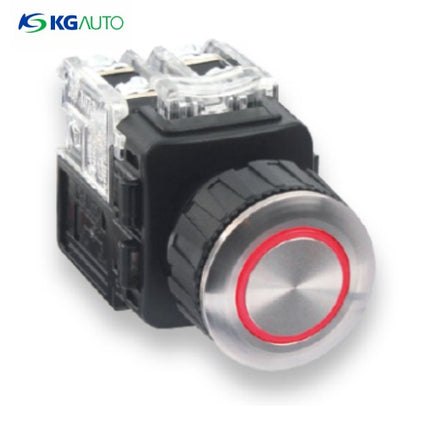 KG AUTO Push Button Switch, Illuminated, Ø25mm, Red, Momentary, 2a2b, DC 12V/24V KMX-JMD22R