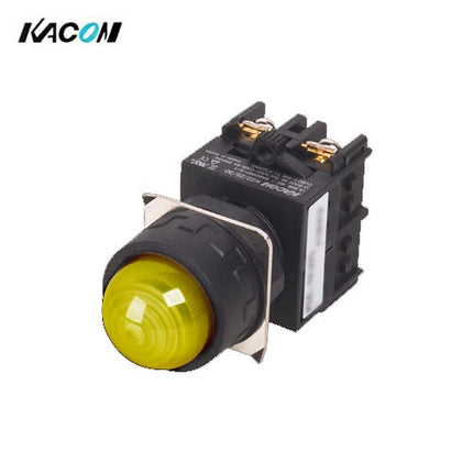 KACON Pilot Lamp, Ø25, Round, Yellow, AC220V K25-14Y