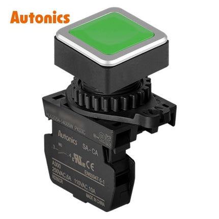 AUTONICS Push Button Switch, Non-Illuminated, Momentary, Ø30mm, Green, 1a SQ3PFS-P1GAM