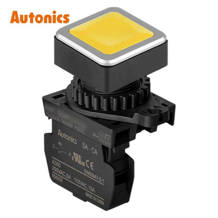 AUTONICS Push Button Switch, Non-Illuminated, Momentary, Ø30mm, Yellow, 1a SQ3PFS-P1YAM