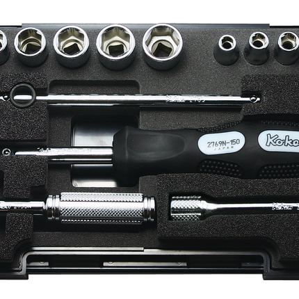 KOKEN 1/4" Drive Socket Set, 6-Point P2201AM