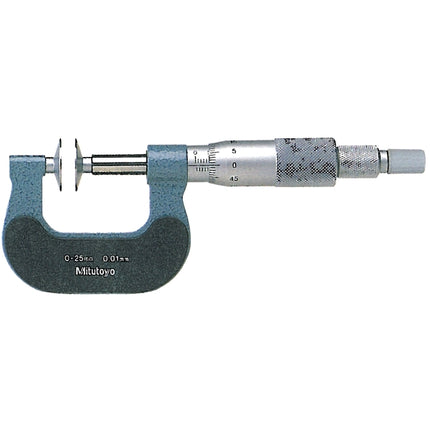 MITUTOYO Disc Micrometer, Non-Rotating 169-201-10 0-25MMX0.01/anvil20mm