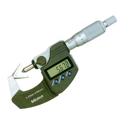 MITUTOYO Digital Micrometer, V-Anvil 314-251-30 1-15MMX0.001