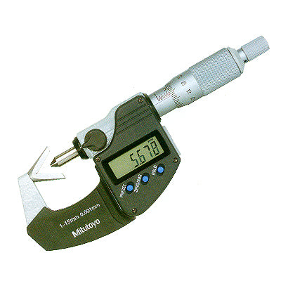 MITUTOYO Digital Micrometer, V-Anvil 314-252-30 10-25MMX0.001