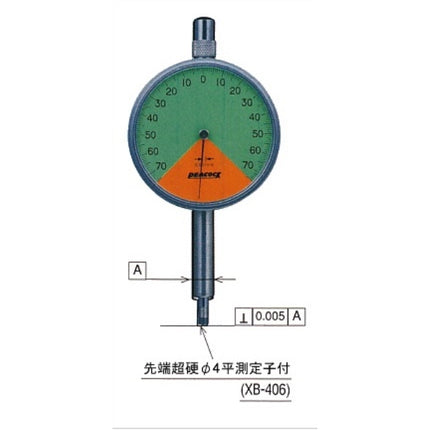 PEACOCK Dial Indicator, One-Revolution (Flat 4mm) 5-Z 0.14MMX0.001(XB-406)