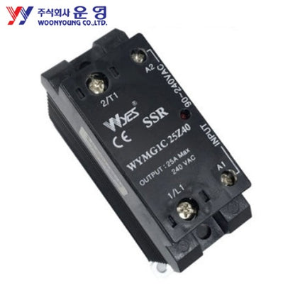 WOONYOUNG Solid State Relay (SSR), Socket Type, DIN Rail Mount WYMG1C25Z40