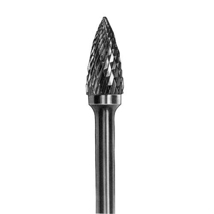 YG-1 Carbide Rotary Burr, Tree, Pointed End (SG), 6mm Shank, Double Cut