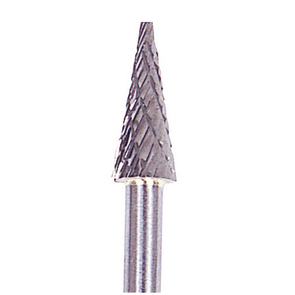 YG-1 Carbide Rotary Burr, Taper, Pointed End (SM), 3mm Shank, Double Cut, Ø5×12.7mm