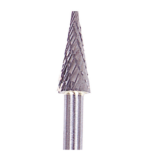 YG-1 Carbide Rotary Burr, Taper, Pointed End (SM), 3mm Shank, Double Cut, Ø5×12.7mm