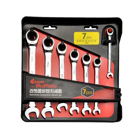SESHIN BUFFALO Ratchet Combination Wrench Set 7PCS(8,10,12,13,14,17,19)